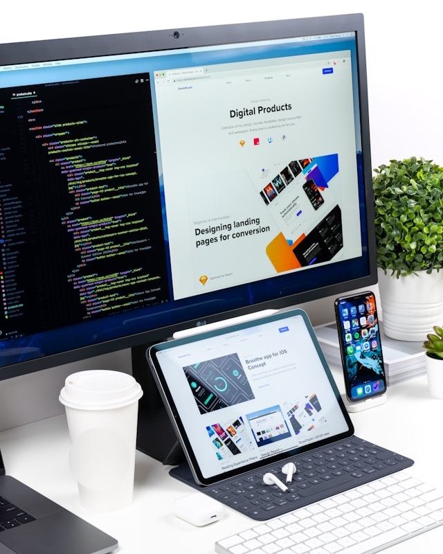 Web design displayed across digital devices