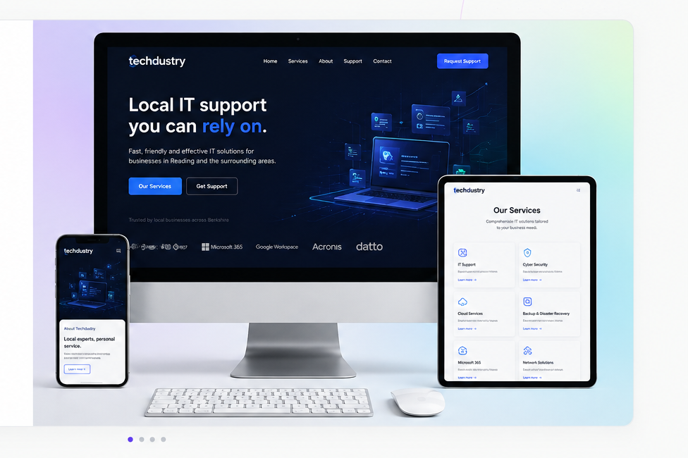 Techdustry website shown across desktop and mobile devices