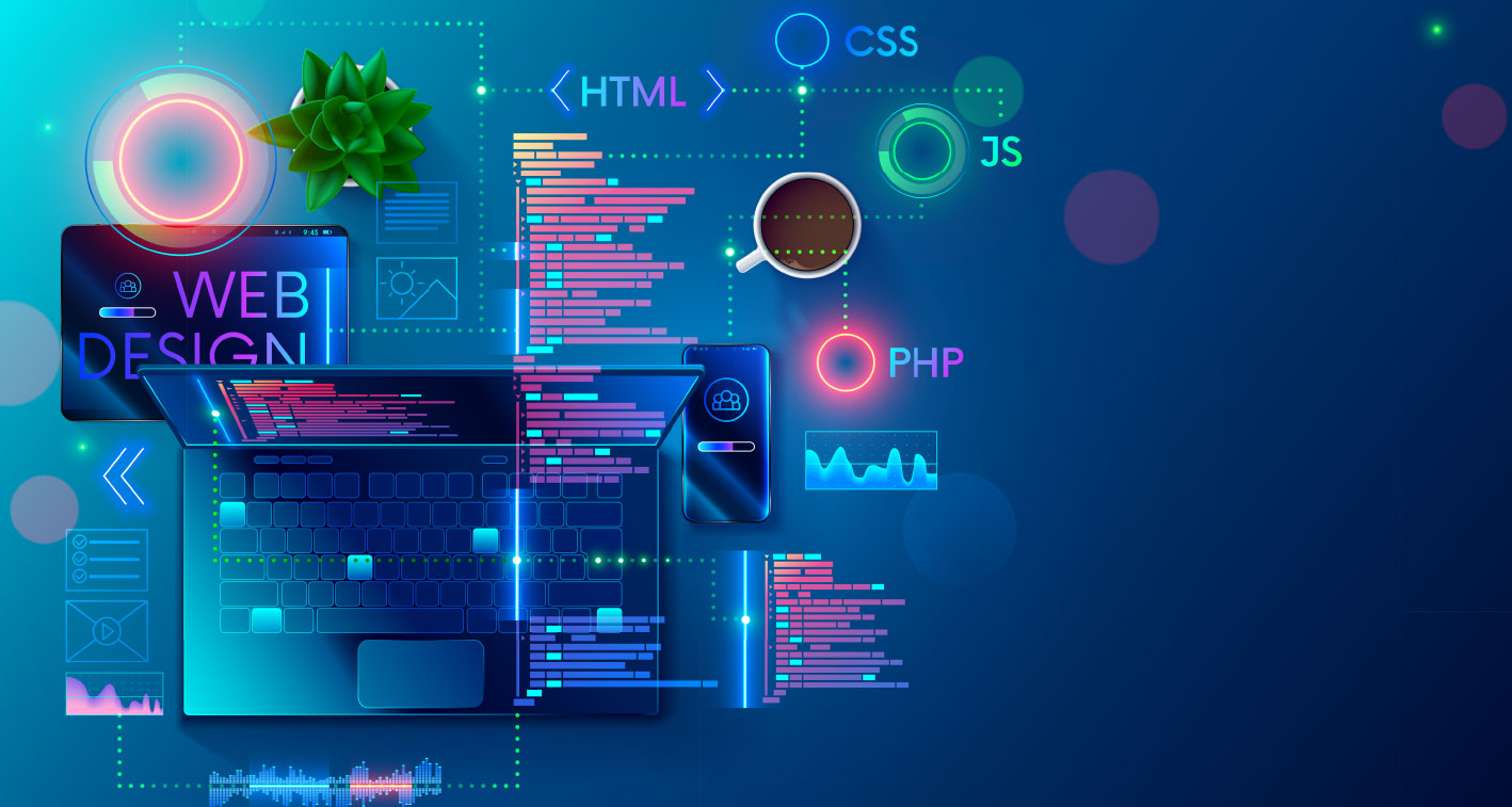 Modern web design and development concept